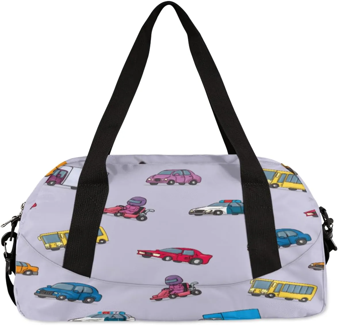 Personalized Sports Duffel Bag for Kids, Custom Dance Bag Gym Bag for Girls, Weekender Bags Travel Duffle Bag for Boys, Cartoon Cars Themed