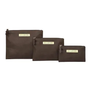 Petunia Pickle Bottom Organizer Trio | Zip-close Pouches in 3 Convenient Sizes | For Diaper Bag, Stroller, Travel Bag or Carry Alone | Saddle