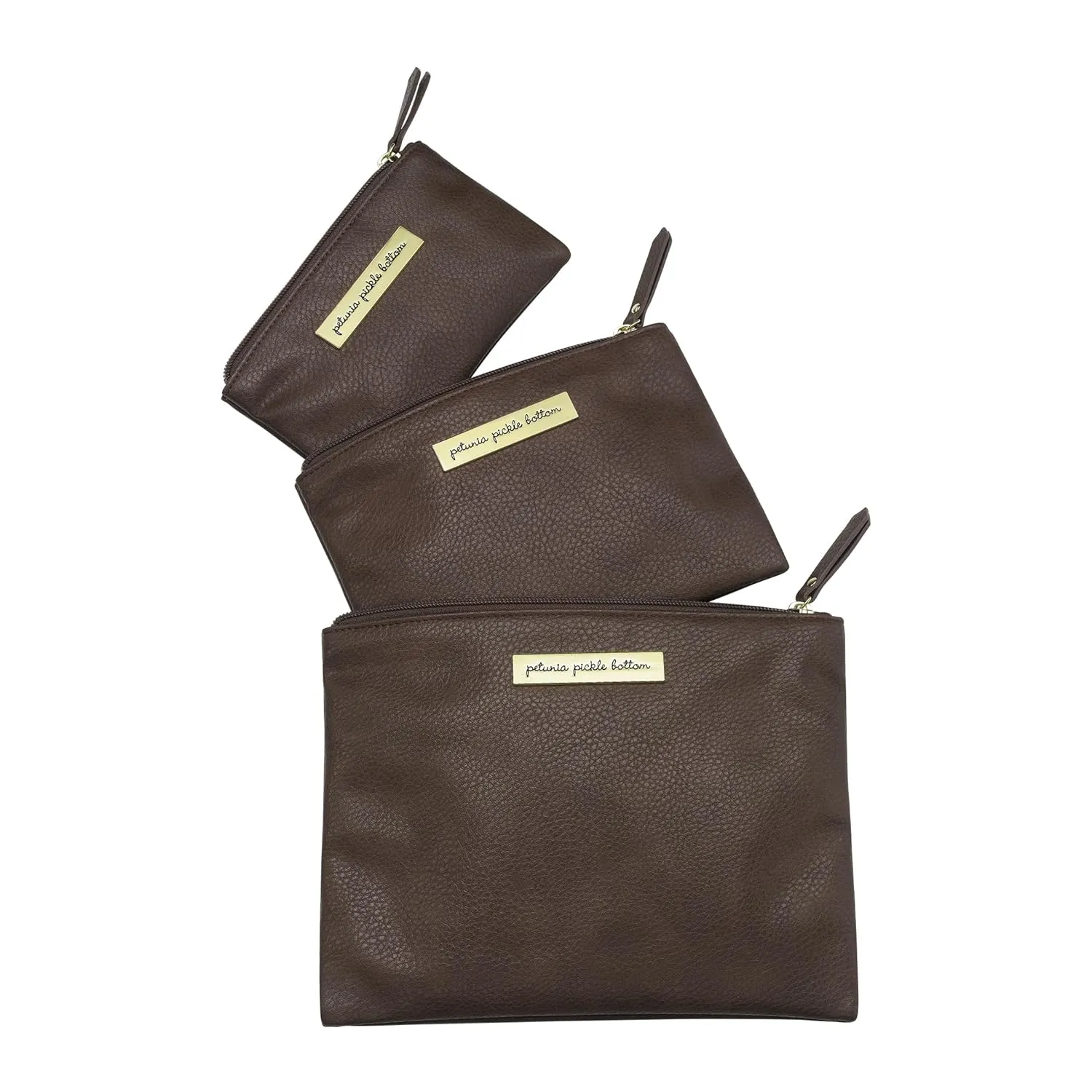 Petunia Pickle Bottom Organizer Trio | Zip-close Pouches in 3 Convenient Sizes | For Diaper Bag, Stroller, Travel Bag or Carry Alone | Saddle