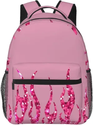 Pinks Glitter Flames Backpacks 15 Inch Laptop Backpack Multipurpose Double Shoulder Bag For Men Women Gifts