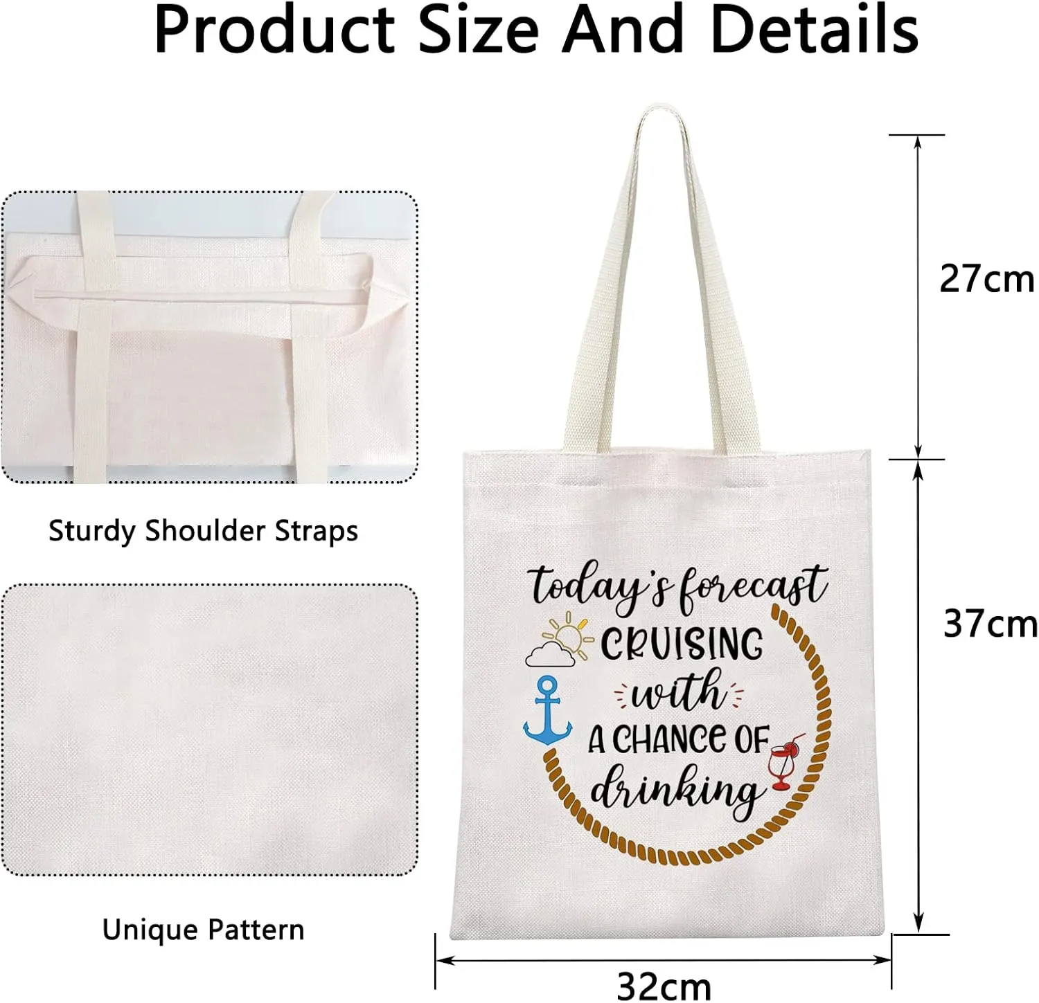 POFULL Cruise Themed Gift Bag - Cocktails, Friends & Groups Cruising Tote