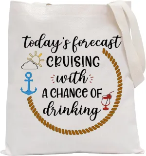 POFULL Cruise Themed Gift Bag - Cocktails, Friends & Groups Cruising Tote