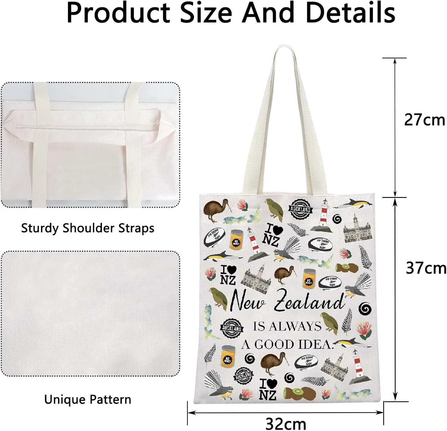 POFULL New Zealand Inspired Gift New Zealand Is Always A Good Idea Tote Bag New Zealand Lover Gift (New Zealand Tote Bag)