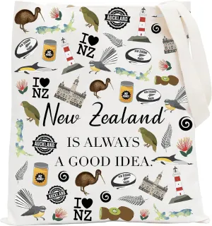 POFULL New Zealand Inspired Gift New Zealand Is Always A Good Idea Tote Bag New Zealand Lover Gift (New Zealand Tote Bag)