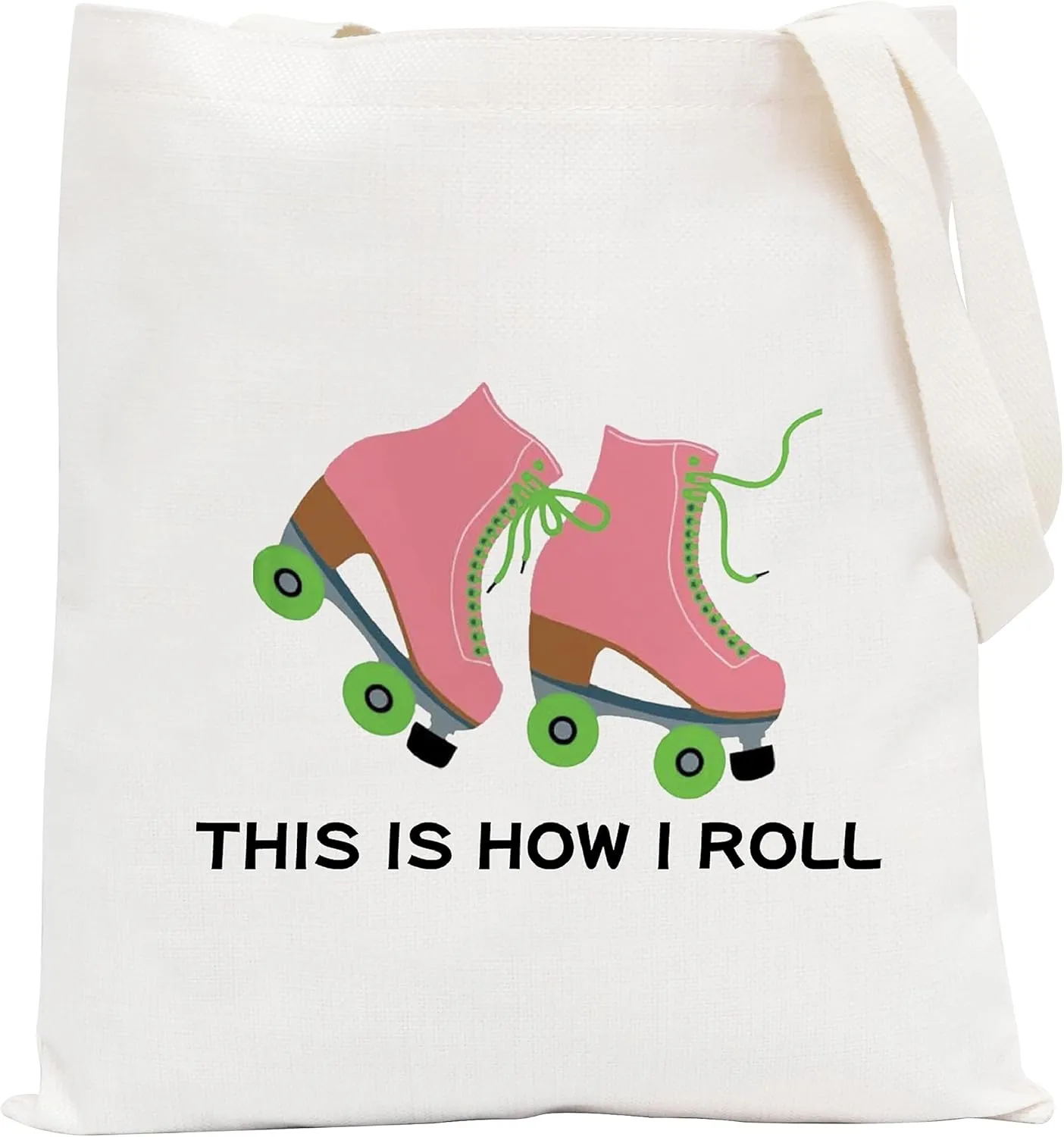 POFULL Roller Skater Gift Roller Skating Lover Tote Bag This Is How I Roll Cosmetic Bag (Roller Skater Tote Bag)