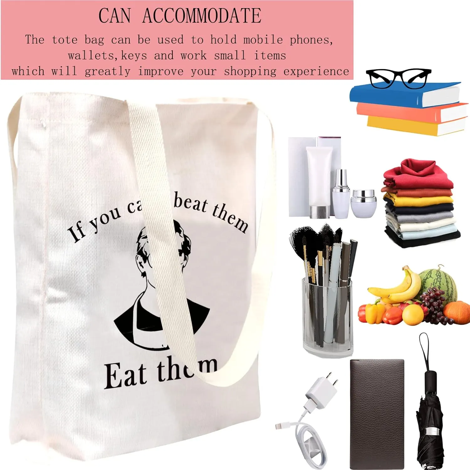 POFULL True Crime Gift If You Can’t Beat Them Eat Them Zipper Pouch Travel Bag Horror Gift