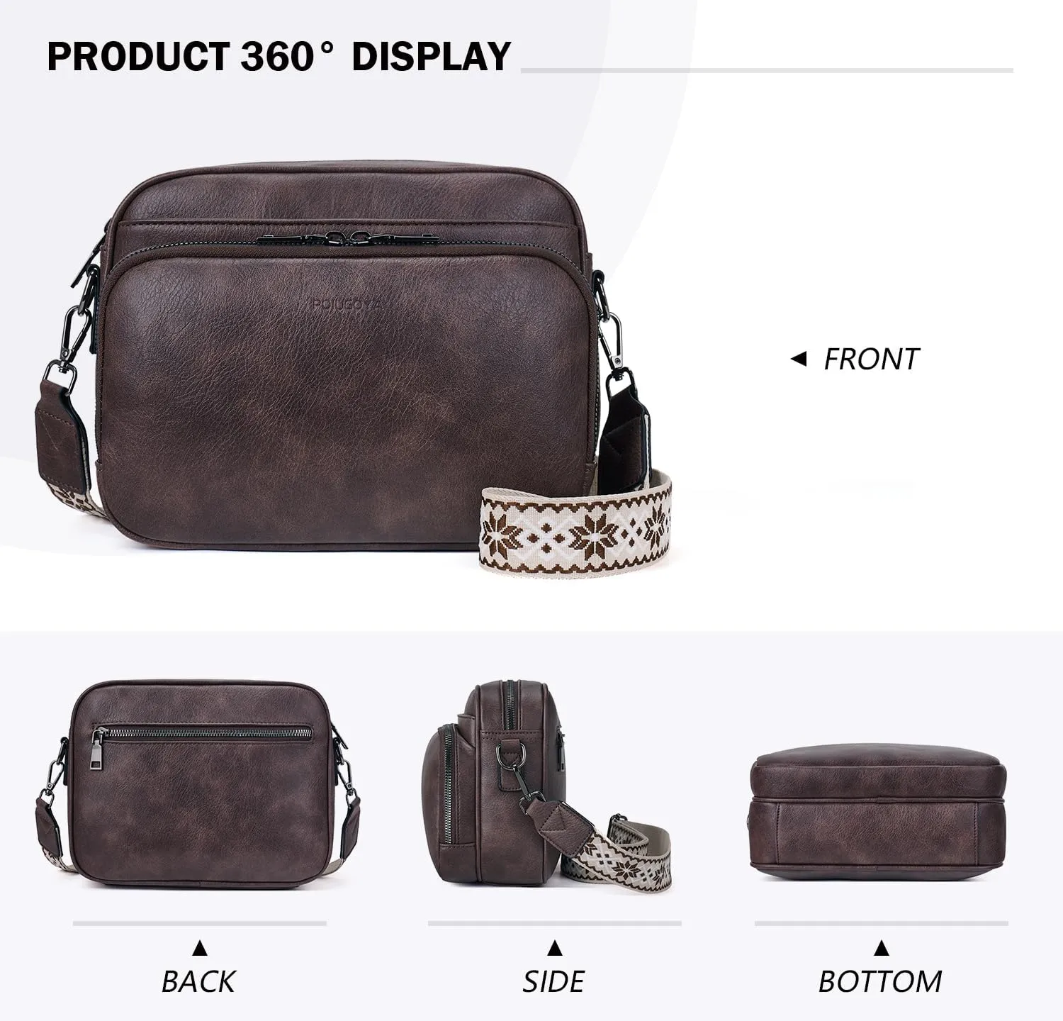 POIUGOYA Crossbody Purses for Women Trendy,Vegan Leather Medium Crossbody Bag,Women's Crossbody Travel Purse Built in Wallet