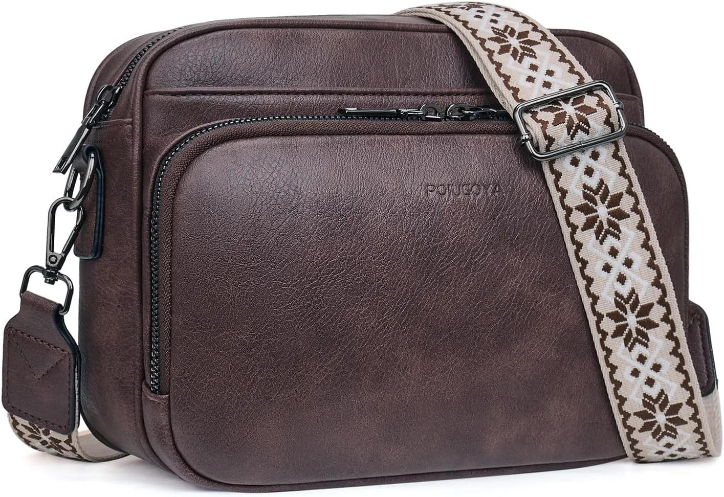 POIUGOYA Crossbody Purses for Women Trendy,Vegan Leather Medium Crossbody Bag,Women's Crossbody Travel Purse Built in Wallet