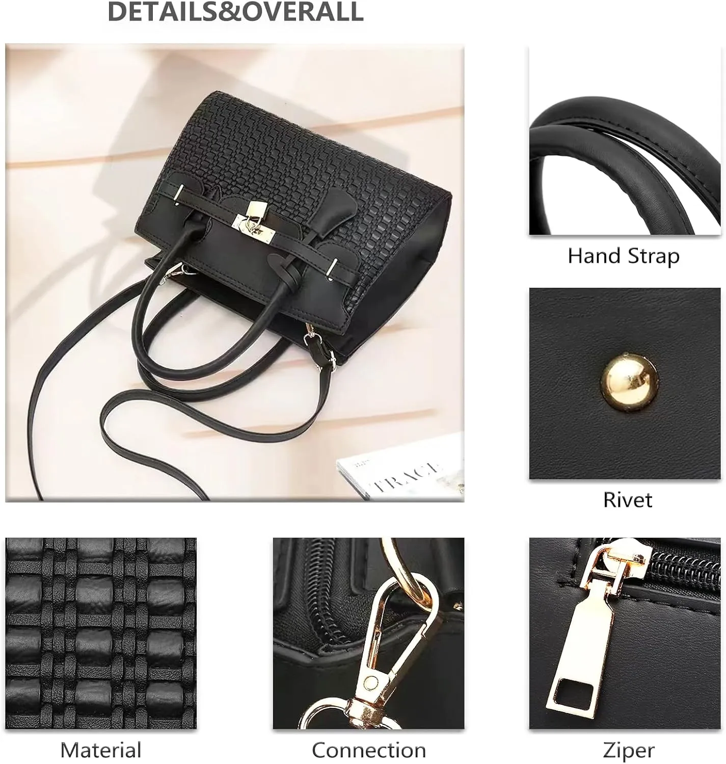 PORT&LOTUS Womens Top-handle Leather Handbags Totes Purses for Women Satchel Shoulder Bag for Ladies