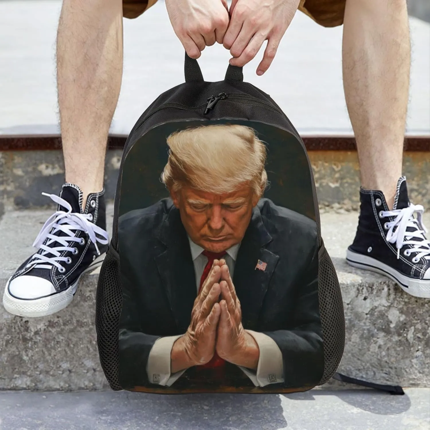Pray For Trump Backpack Waterproof Anti Theft Durable Light Laptop Bag Backpacks For Women Men Travel Gym Backpack