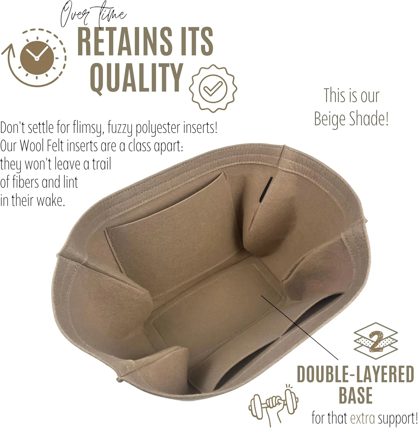 Premium Purse Organizer compatible with Cyme Bag Organizer - Handmade Tote Bag Insert 2mm Felt, Perfect Fit for Mini/Large Tote, Snug Sturdy (Beige, For Mini Cym*)