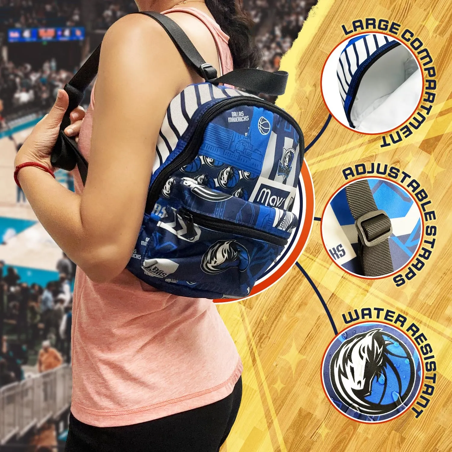 Pro Specialties Group Dallas Mavericks Mini Backpack adult bag, perfect for women. Ideal small backpack Waterproof, and trendy. Dallas Mavericks merch & gifts for her and fans