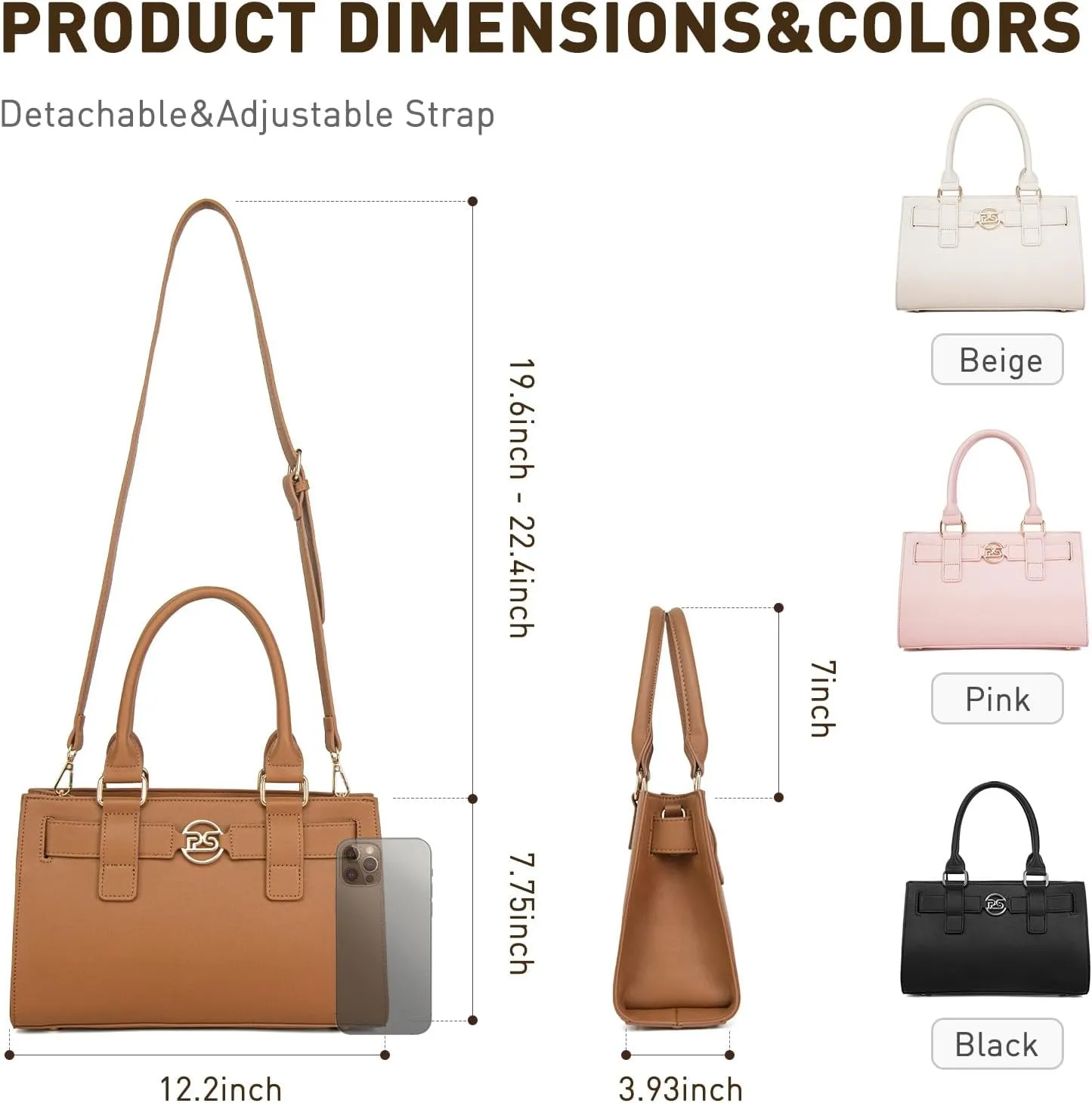 PS PETITE SIMONE Shoulder Purses and Handbags for Women Crossbody Tote Bag Top Handle Satchel Purse for Lady