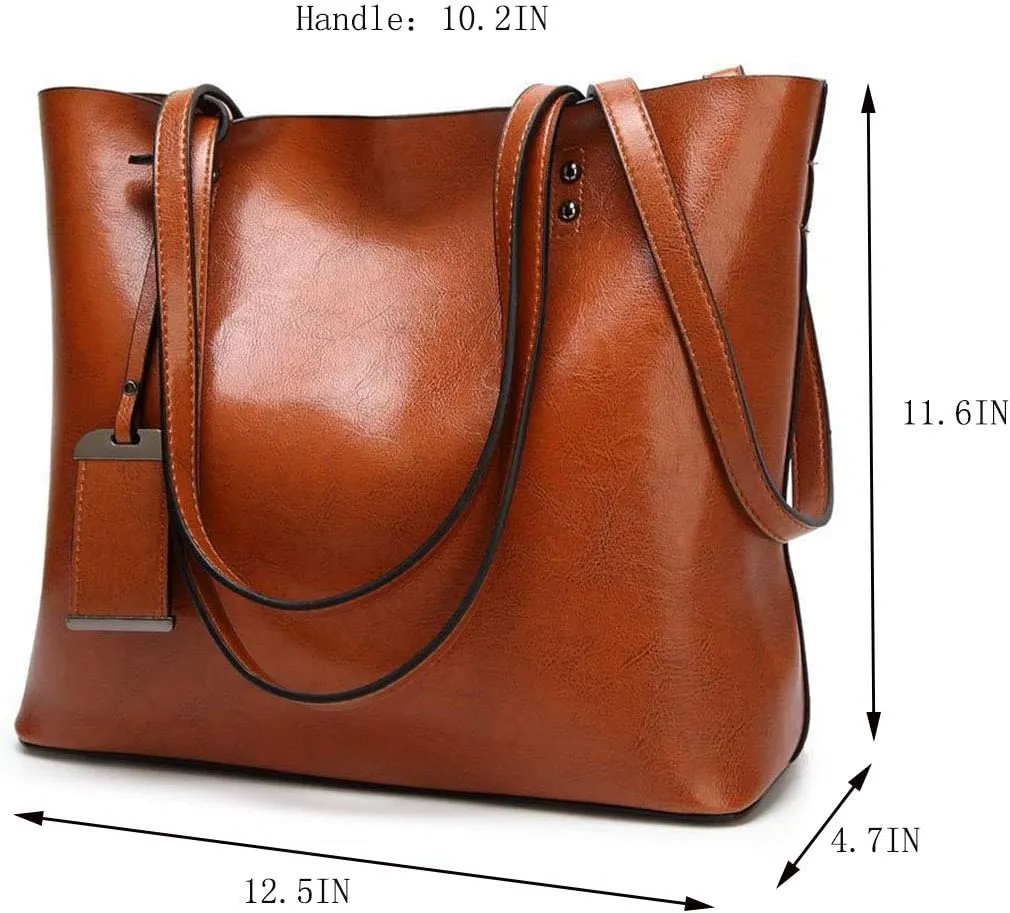 PU Leather Shoulder Bag Work Totes for Women Purse Handbag Coffee