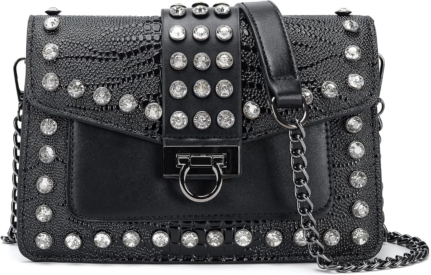 Purse for Women Trendy Leather Shoulder Bag Chain Ladies Crossbody Bags Vintage Crocodile Print Satchel Handbag for Women