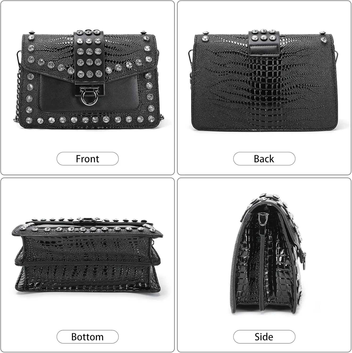 Purse for Women Trendy Leather Shoulder Bag Chain Ladies Crossbody Bags Vintage Crocodile Print Satchel Handbag for Women