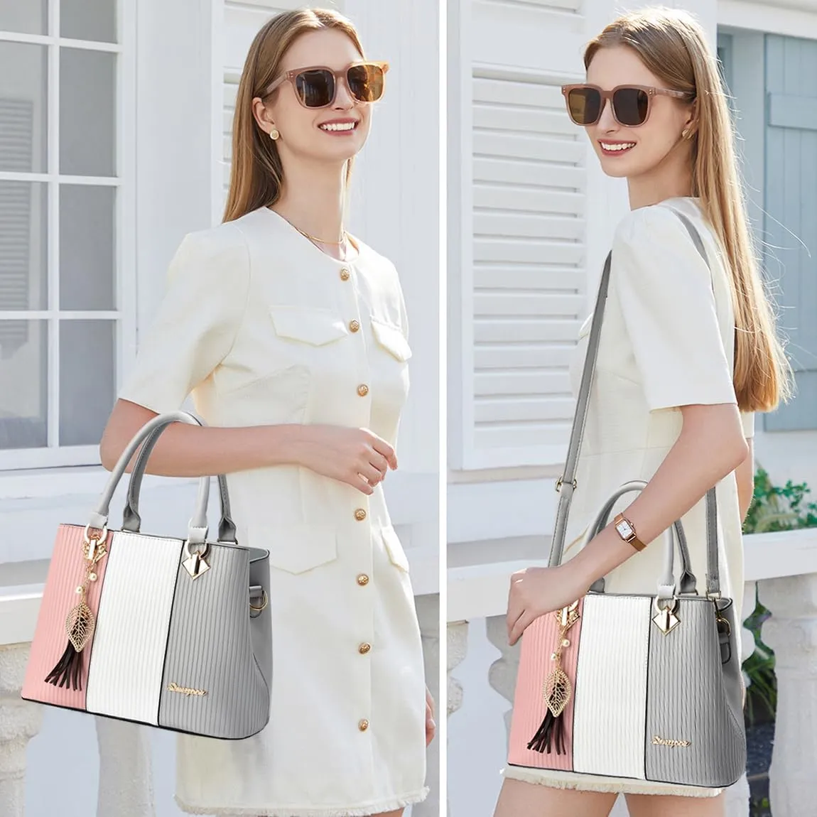 Purses and Handbags for Women Leather Tote Shoulder Bag Medium Satchel Purse Top Handle Bags for Ladies