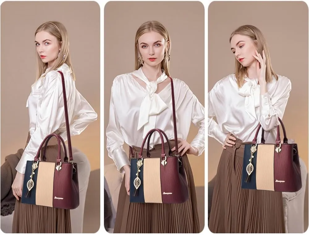Purses and Handbags for Women Leather Tote Shoulder Bag Medium Satchel Purse Top Handle Bags for Ladies