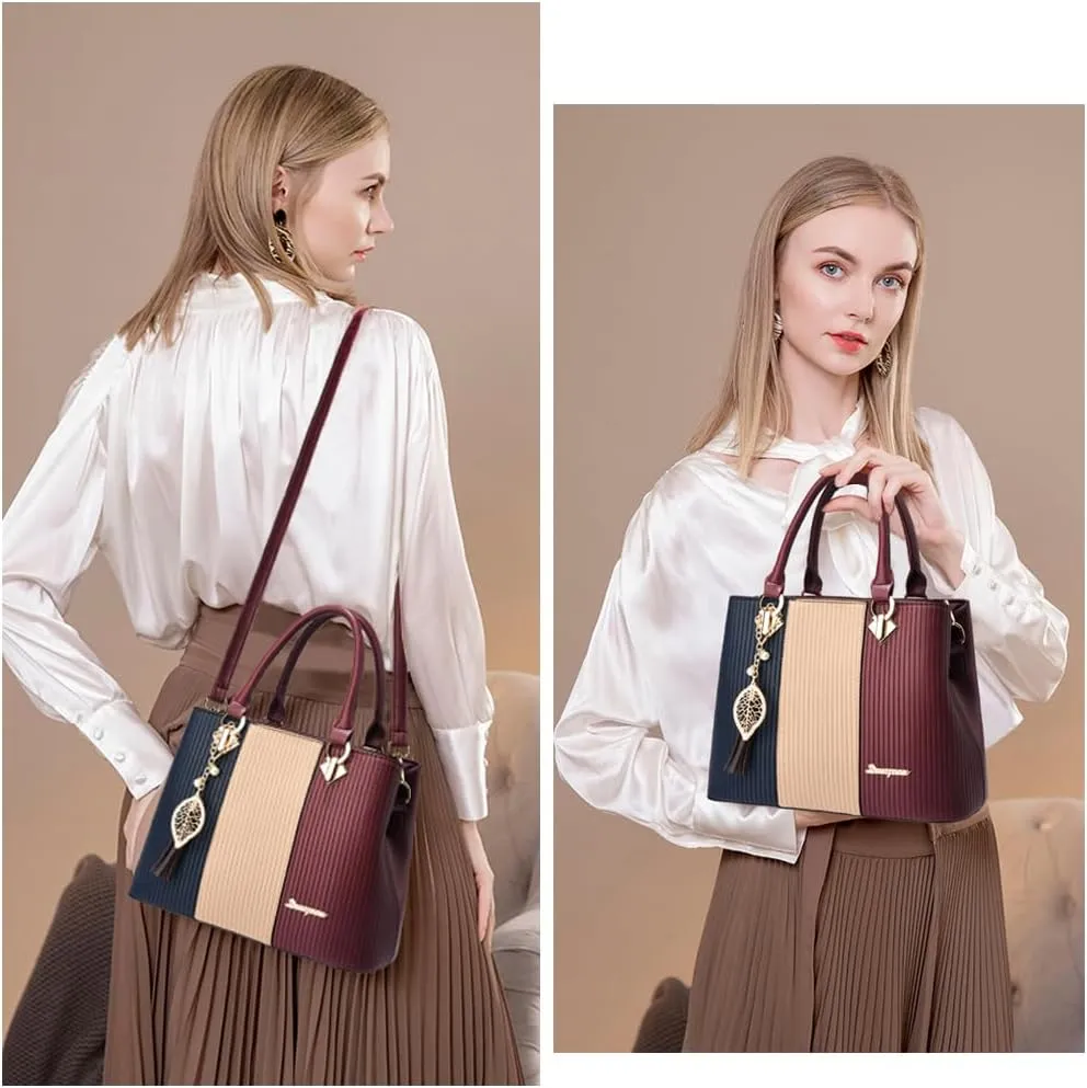Purses and Handbags for Women Leather Tote Shoulder Bag Medium Satchel Purse Top Handle Bags for Ladies