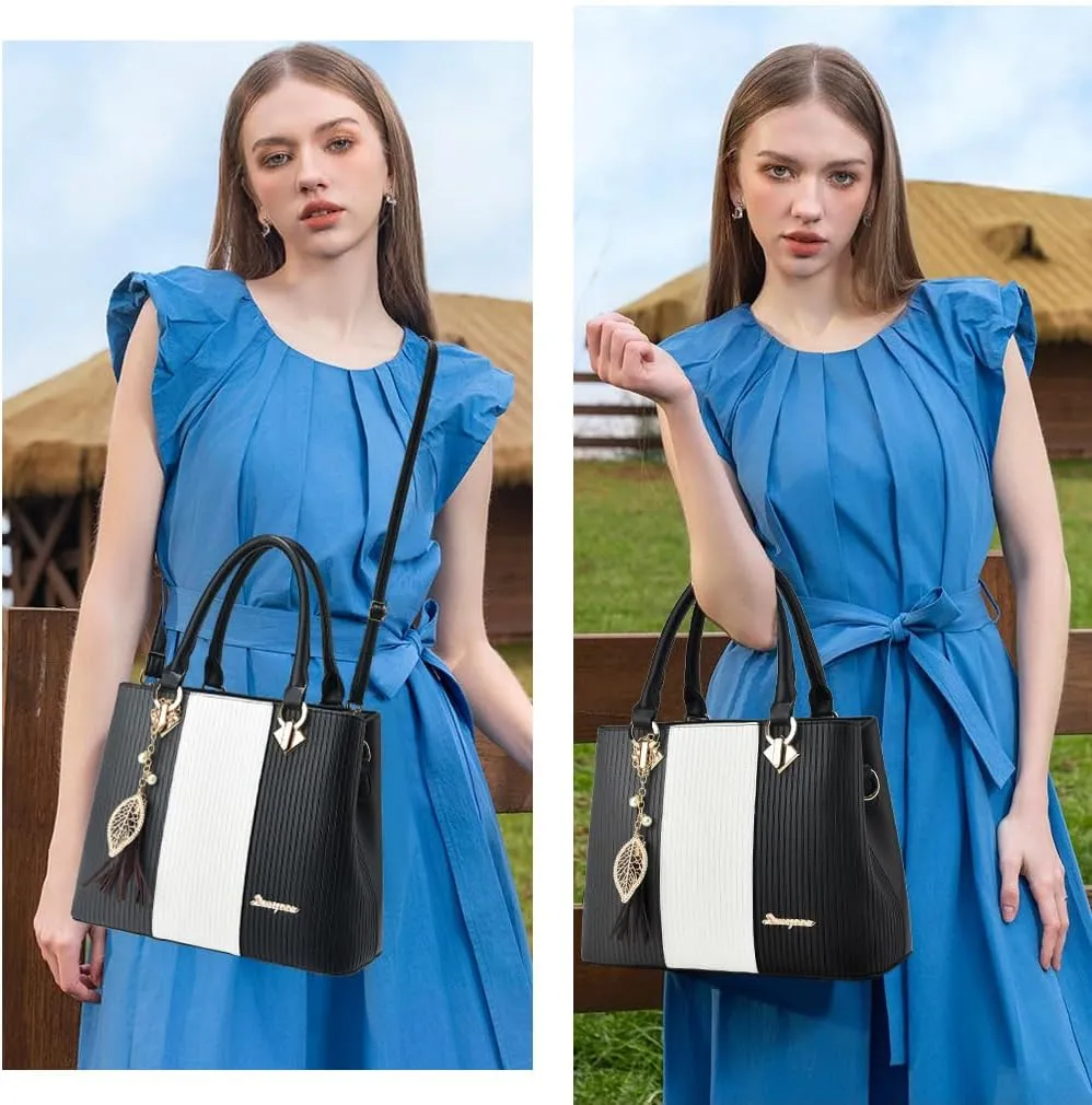 Purses and Handbags for Women Leather Tote Shoulder Bag Medium Satchel Purse Top Handle Bags for Ladies