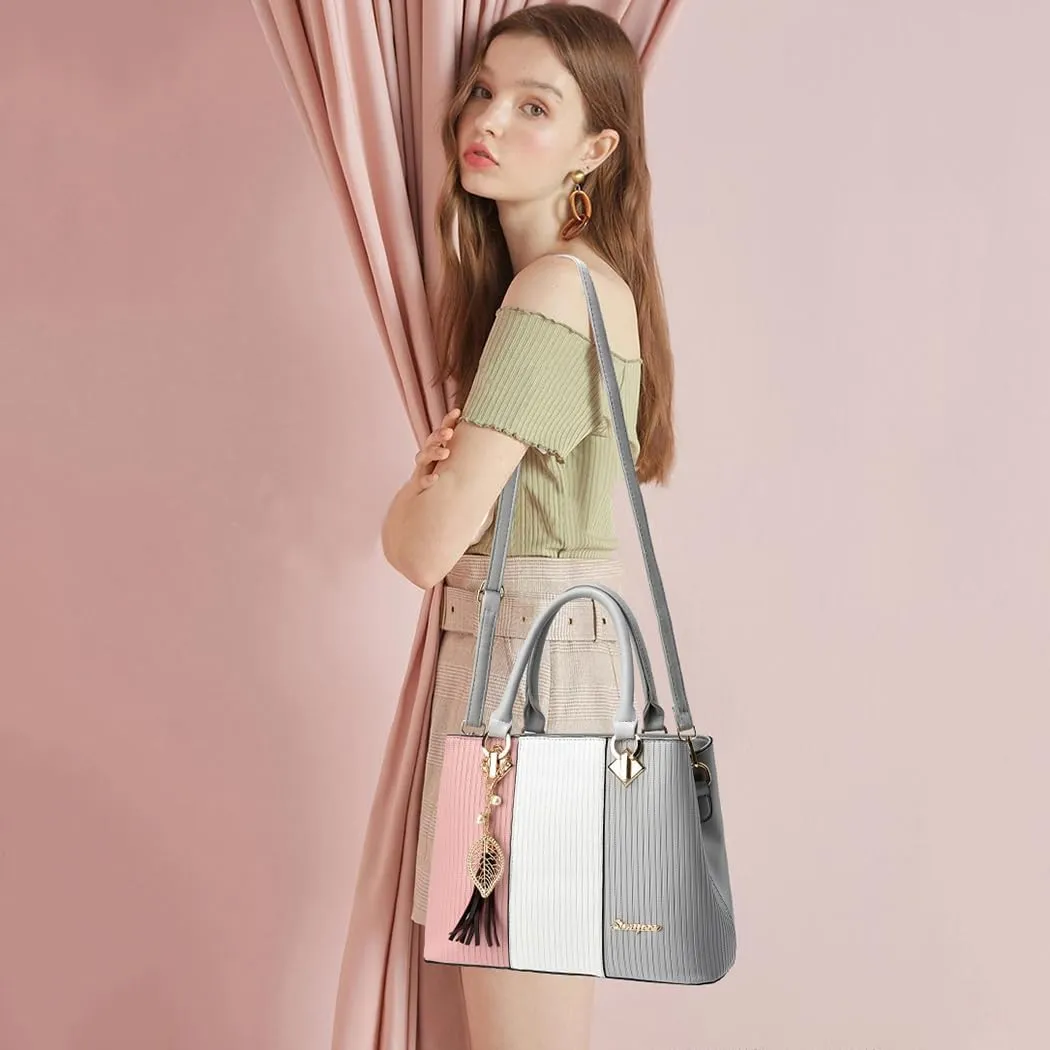 Purses and Handbags for Women Leather Tote Shoulder Bag Medium Satchel Purse Top Handle Bags for Ladies