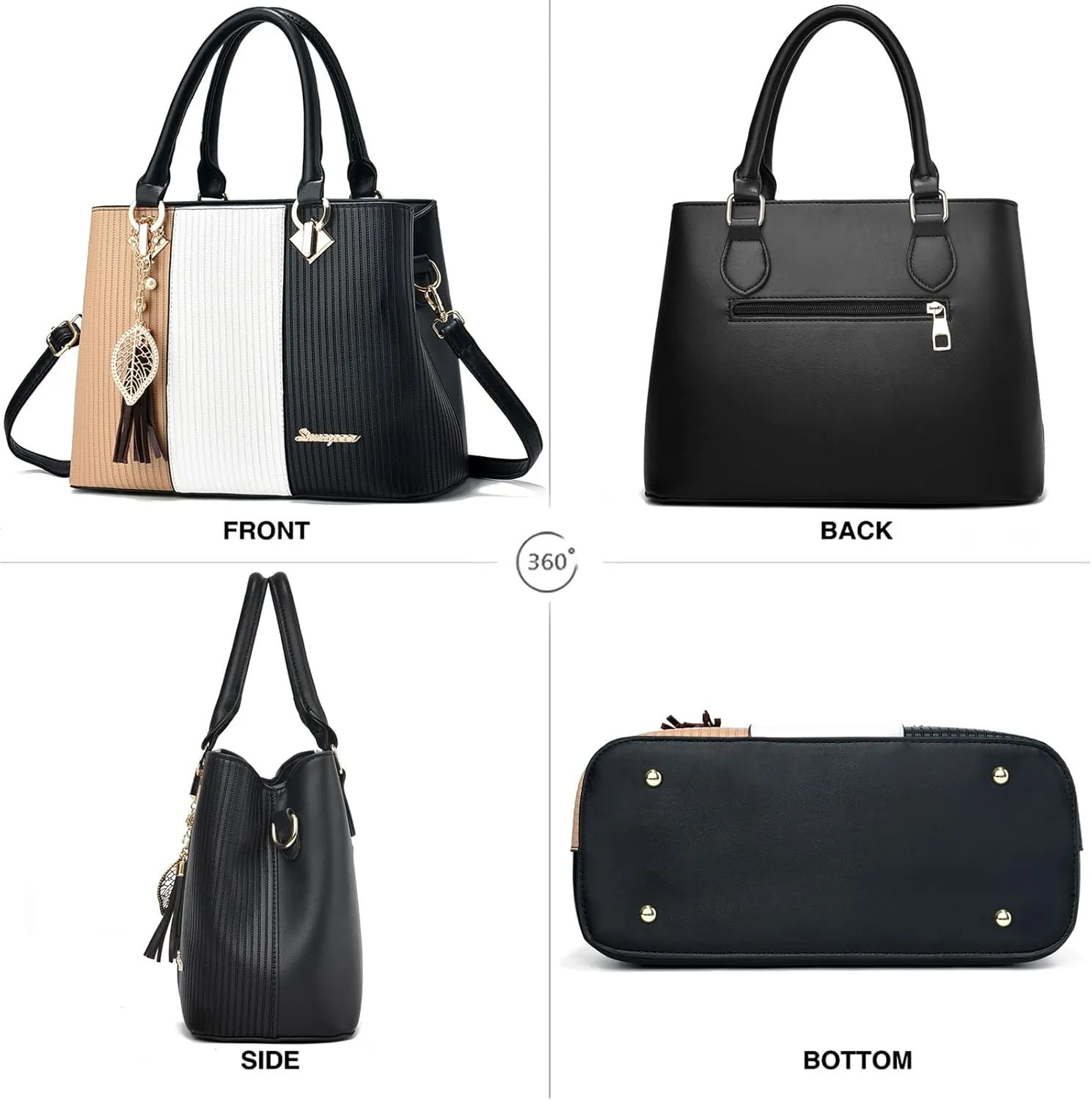 Purses and Handbags for Women Leather Tote Shoulder Bag Medium Satchel Purse Top Handle Bags for Ladies