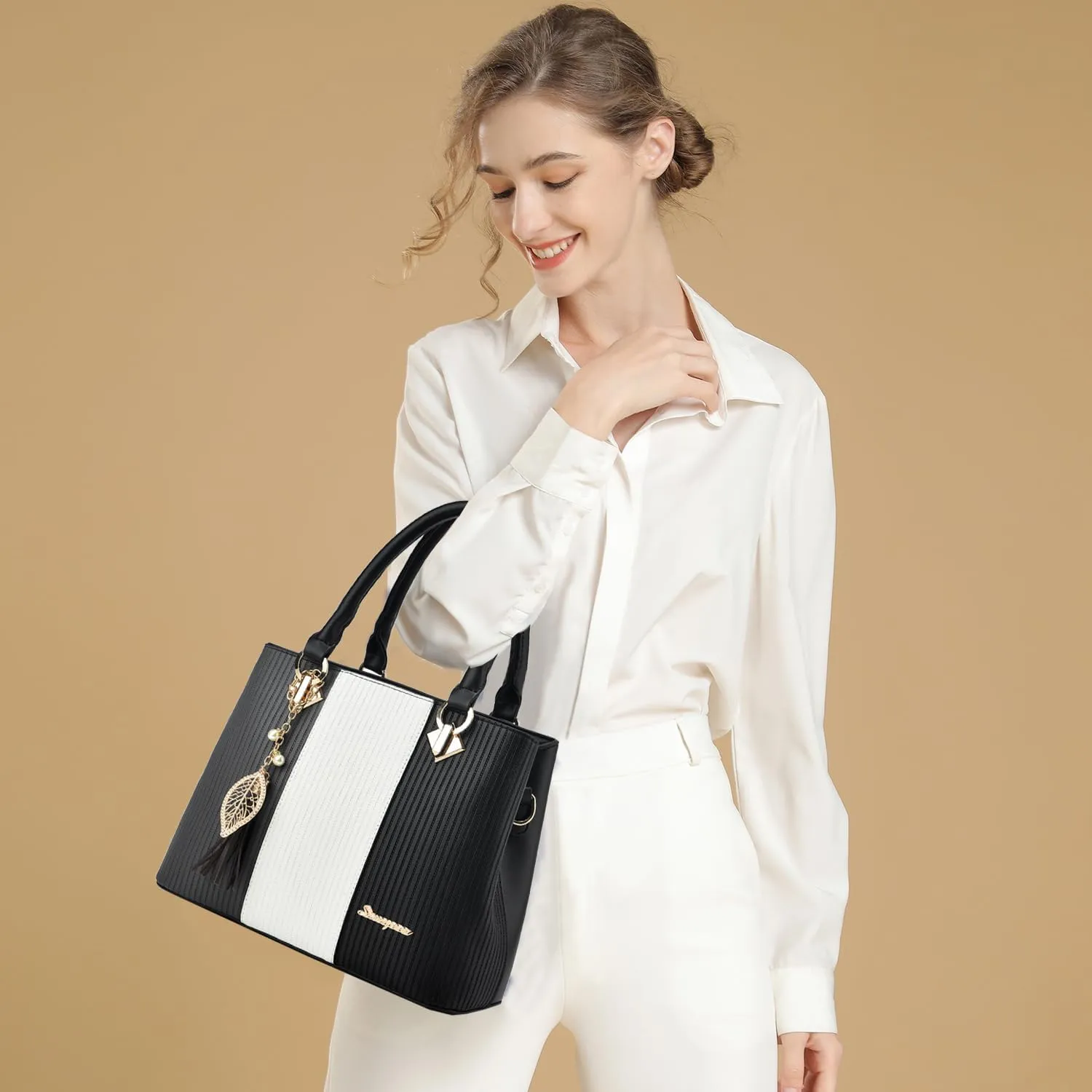 Purses and Handbags for Women Leather Tote Shoulder Bag Medium Satchel Purse Top Handle Bags for Ladies