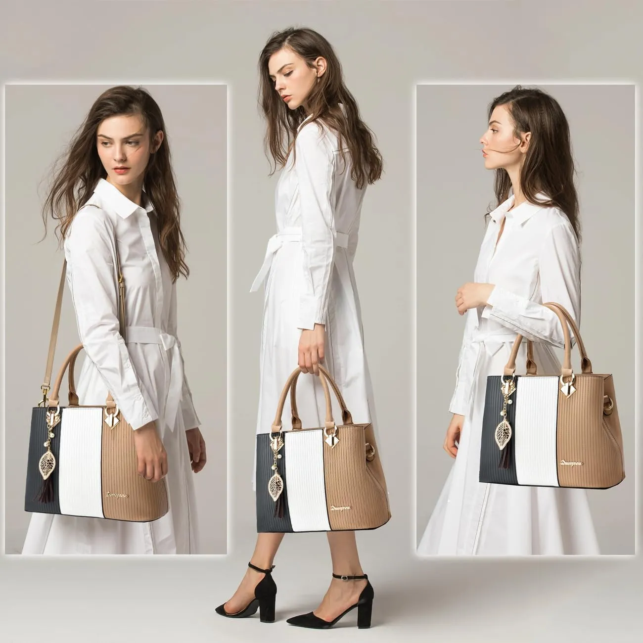 Purses and Handbags for Women Leather Tote Shoulder Bag Medium Satchel Purse Top Handle Bags for Ladies