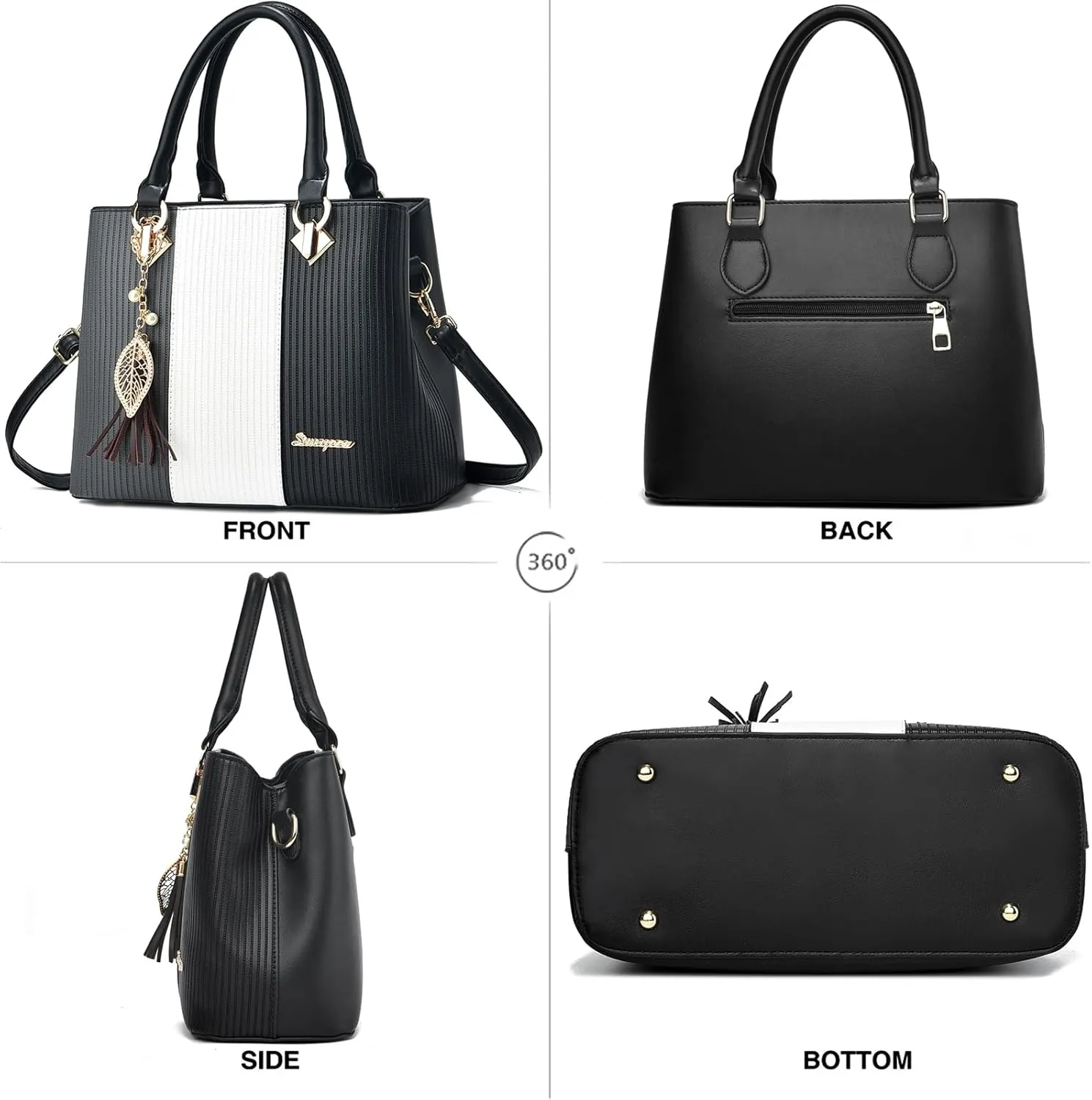 Purses and Handbags for Women Leather Tote Shoulder Bag Medium Satchel Purse Top Handle Bags for Ladies