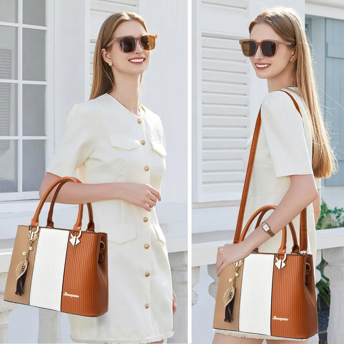 Purses and Handbags for Women Leather Tote Shoulder Bag Medium Satchel Purse Top Handle Bags for Ladies