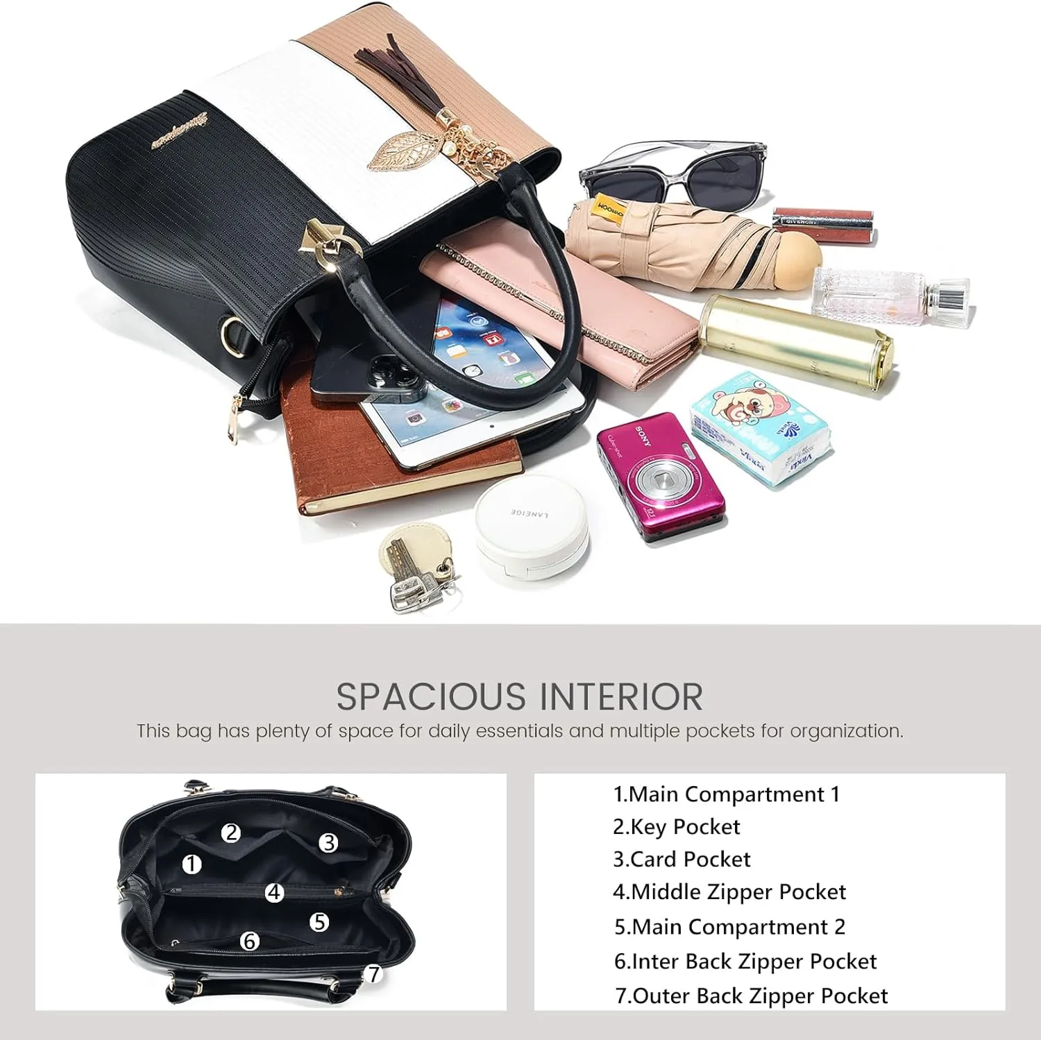Purses and Handbags for Women Leather Tote Shoulder Bag Medium Satchel Purse Top Handle Bags for Ladies