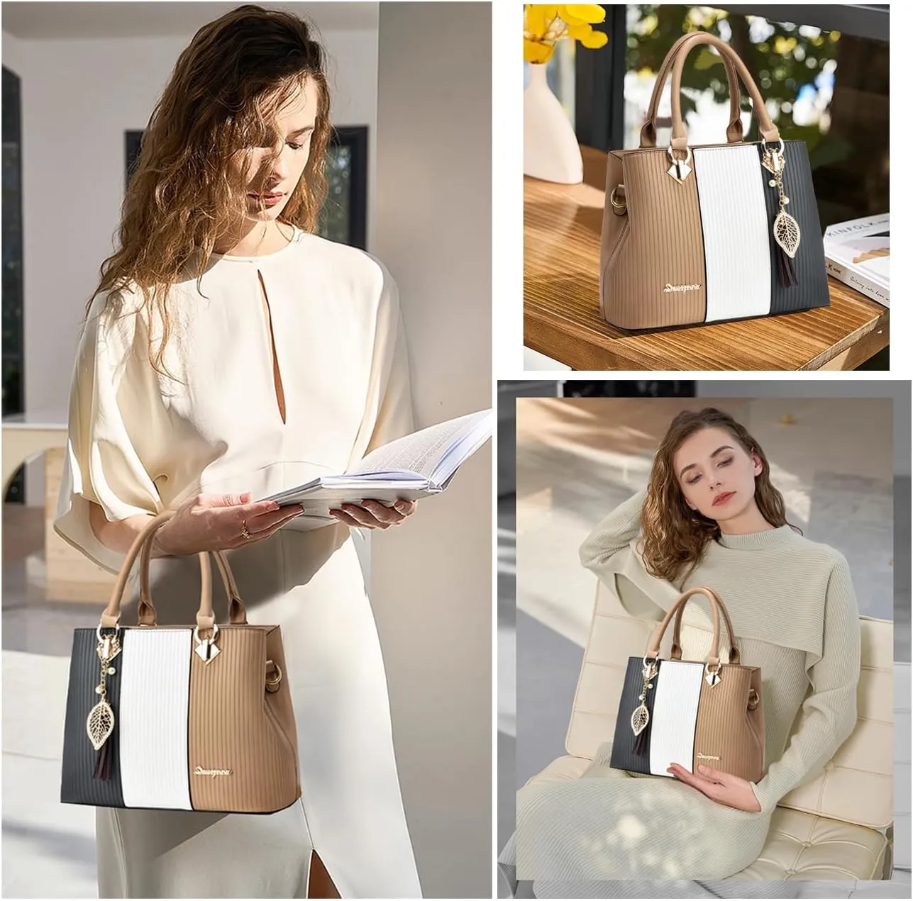 Purses and Handbags for Women Leather Tote Shoulder Bag Medium Satchel Purse Top Handle Bags for Ladies