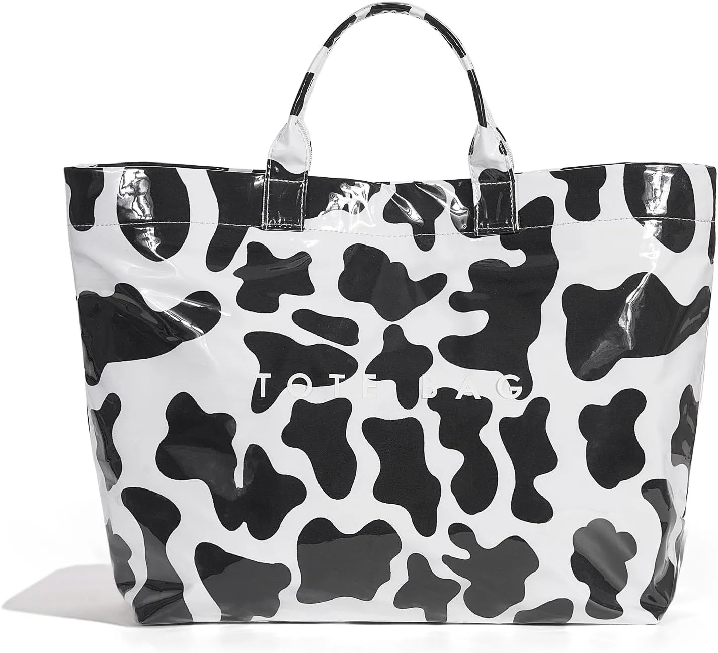 PVC Tote Bag,Leopard Print Bag Women's Letter Print Handbag Large Work Top-handle Handbag Carry All Plastic Totes
