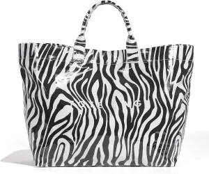 PVC Tote Bag,Leopard Print Bag Women's Letter Print Handbag Large Work Top-handle Handbag Carry All Plastic Totes