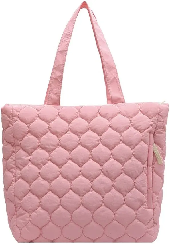 Quilted Shoulder Bag Large Capacity Winter Ladies Shopper Bag Fashion Cotton-Padded Nylon Elegant Soft Portable fo