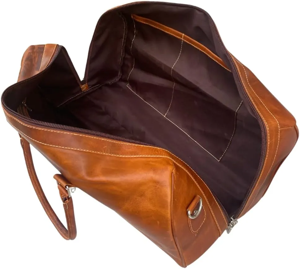 "Premium Genuine Leather Travel Weekender Duffel Bag - Stylish, Durable Gym & Outdoor Carryall, Multi-Use Design for Men, Perfect for Weekend Getaways, Workouts & Adventure Trips" (20 inch)