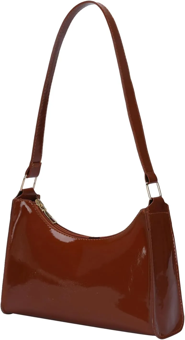 QWINEE Women's Artificial Patent Leather Tote - Square, Satchel, Ladies Shoulder Totes, Crossbody Bags