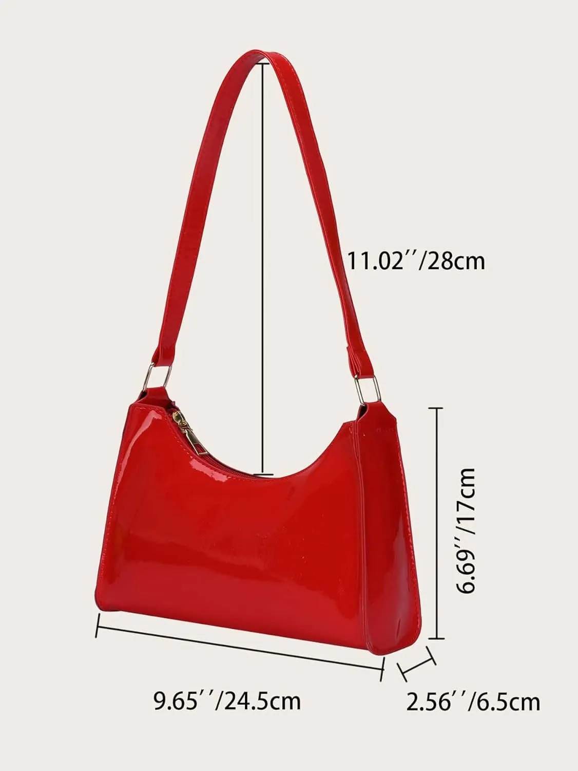 QWINEE Women's Artificial Patent Leather Tote - Square, Satchel, Ladies Shoulder Totes, Crossbody Bags