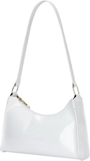 QWINEE Women's Artificial Patent Leather Tote - Square, Satchel, Ladies Shoulder Totes, Crossbody Bags