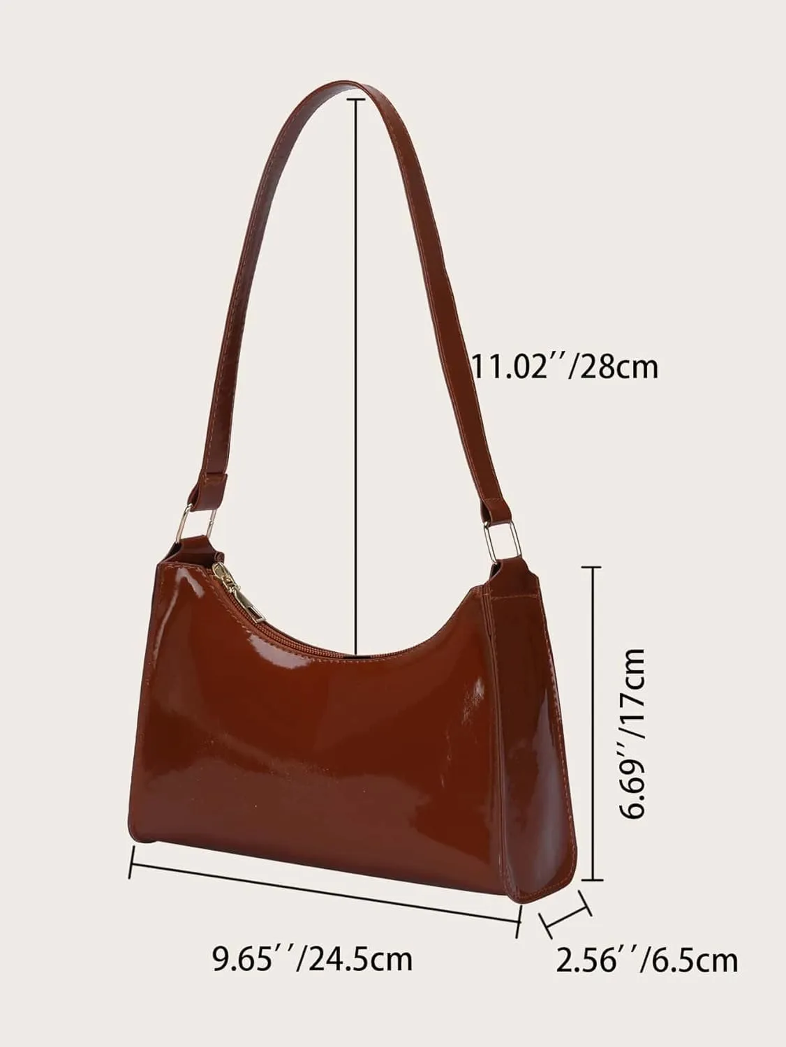 QWINEE Women's Artificial Patent Leather Tote - Square, Satchel, Ladies Shoulder Totes, Crossbody Bags