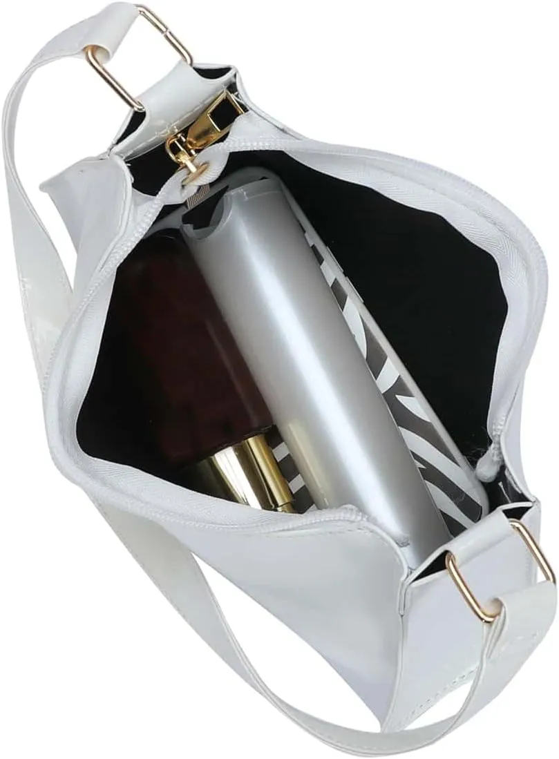 QWINEE Women's Artificial Patent Leather Tote - Square, Satchel, Ladies Shoulder Totes, Crossbody Bags