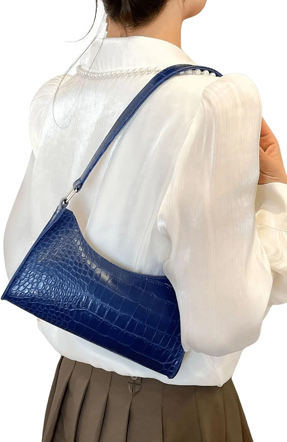 QWINEE Women's Artificial Patent Leather Tote - Square, Satchel, Ladies Shoulder Totes, Crossbody Bags