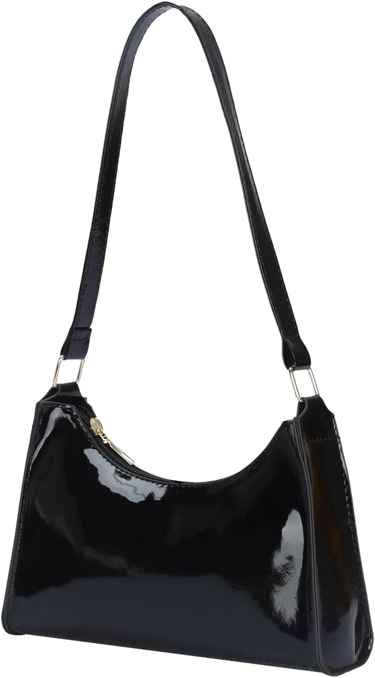 QWINEE Women's Artificial Patent Leather Tote - Square, Satchel, Ladies Shoulder Totes, Crossbody Bags