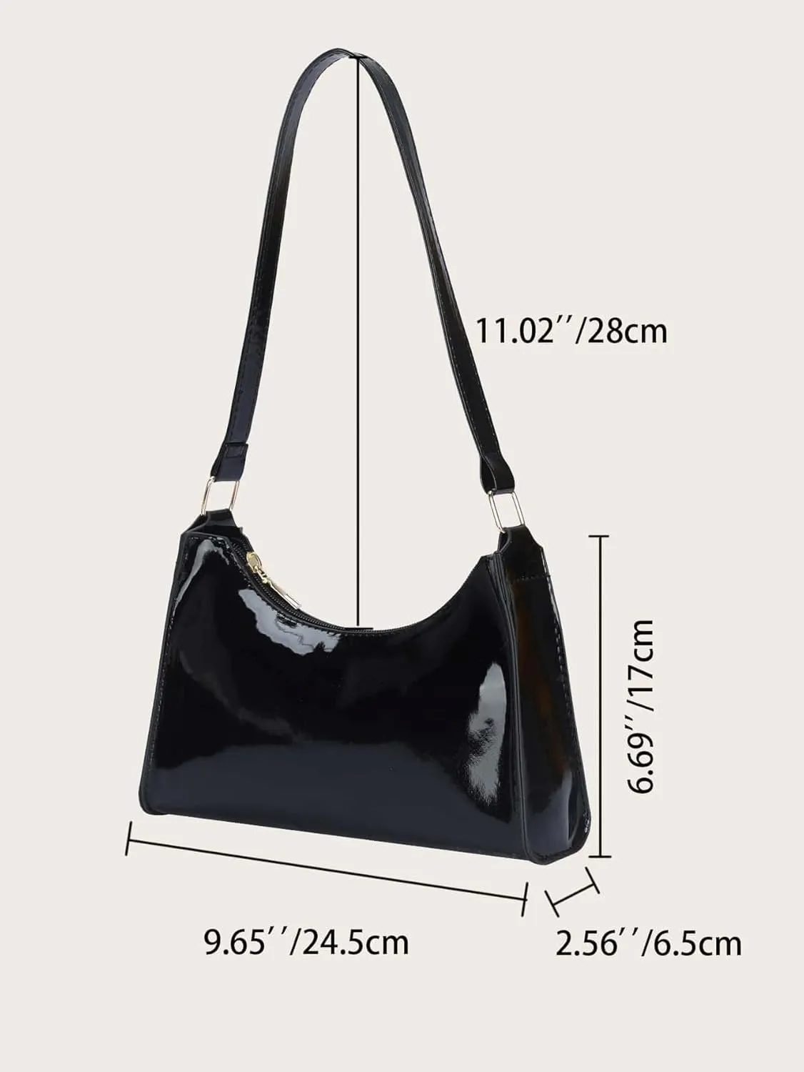 QWINEE Women's Artificial Patent Leather Tote - Square, Satchel, Ladies Shoulder Totes, Crossbody Bags