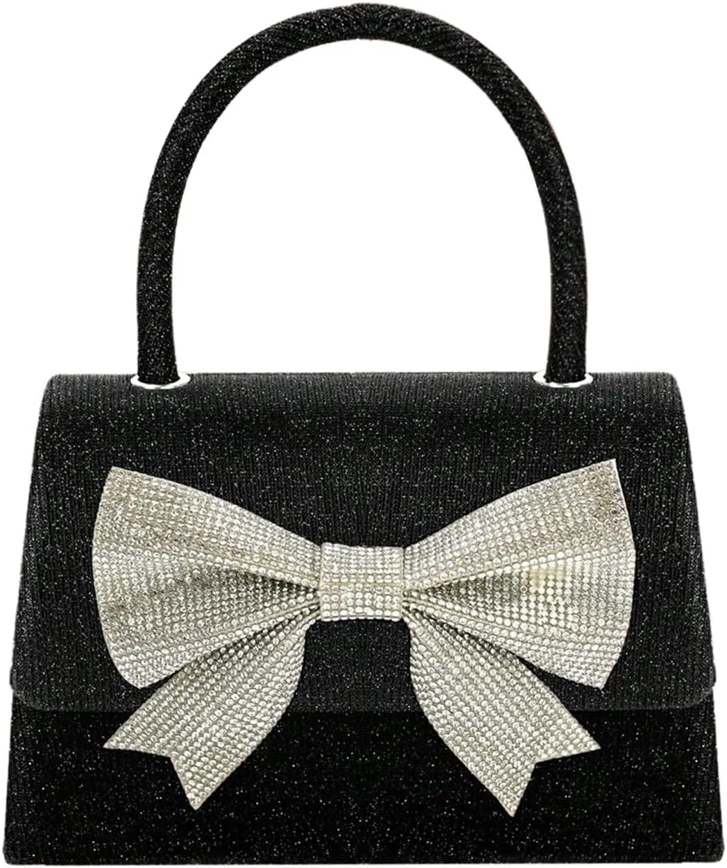 QWINEE Women's Sparkly Bow Clutch Purse Top Handle Chain Strap Flap Square Handbag Glitter Elegant Evening Bag