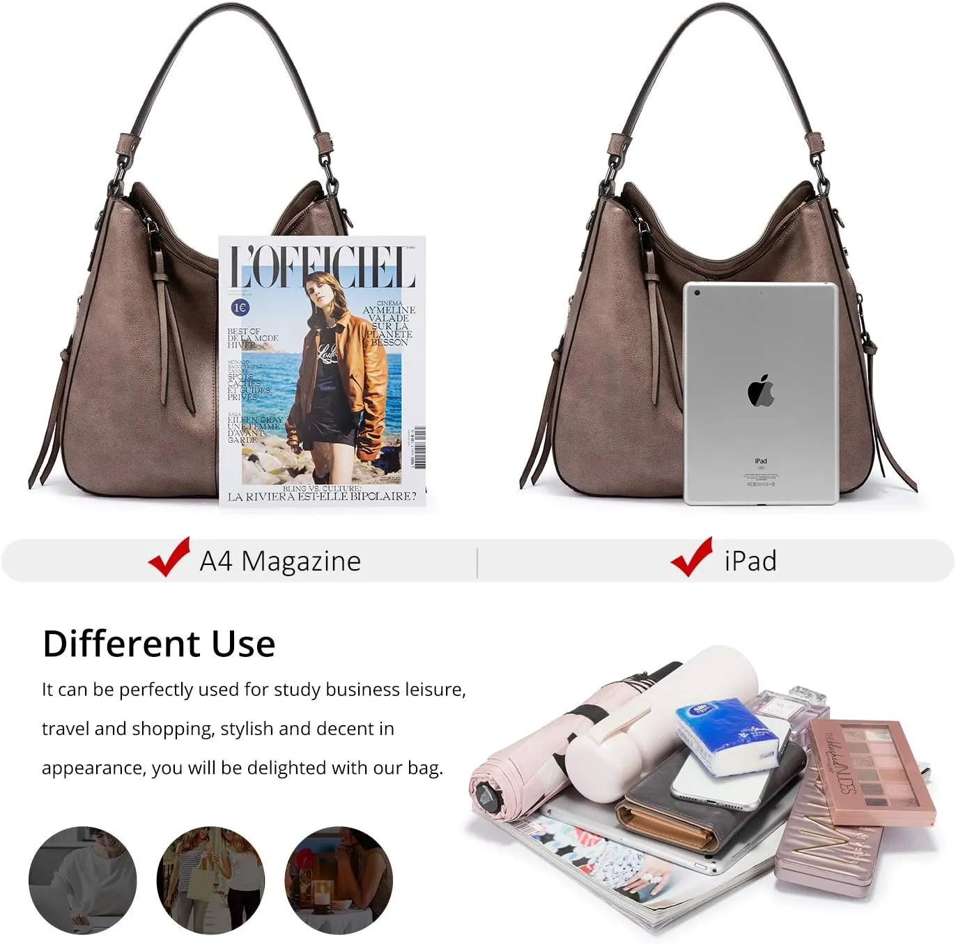 Realer Hobo Crossbody Bags for Women Designer Leather Hobo Handbags Retro Large Size Shoulder Bag Bucket Purse