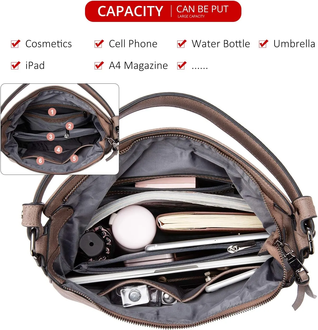 Realer Hobo Crossbody Bags for Women Designer Leather Hobo Handbags Retro Large Size Shoulder Bag Bucket Purse