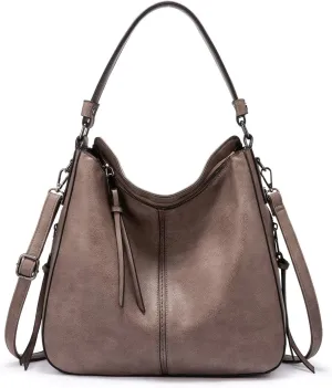 Realer Hobo Crossbody Bags for Women Designer Leather Hobo Handbags Retro Large Size Shoulder Bag Bucket Purse
