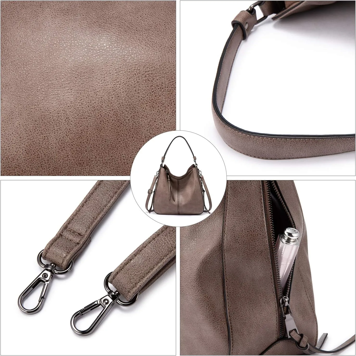 Realer Hobo Crossbody Bags for Women Designer Leather Hobo Handbags Retro Large Size Shoulder Bag Bucket Purse