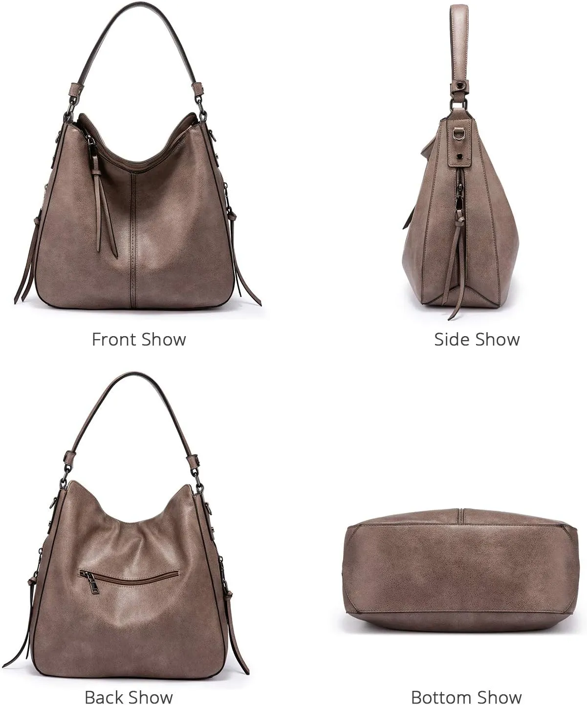 Realer Hobo Crossbody Bags for Women Designer Leather Hobo Handbags Retro Large Size Shoulder Bag Bucket Purse